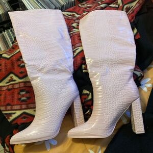 women’s pink slip on shoes heels boots size 8 patent